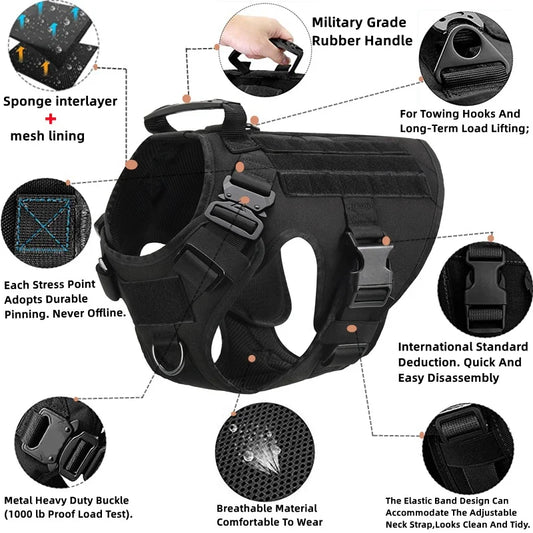 Tactical Military Dog Harness & Leash Set