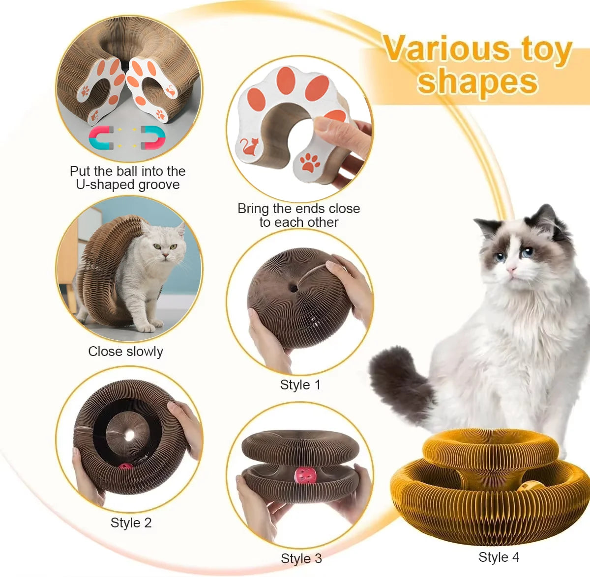 Round Cat Scratching Board with Ball
