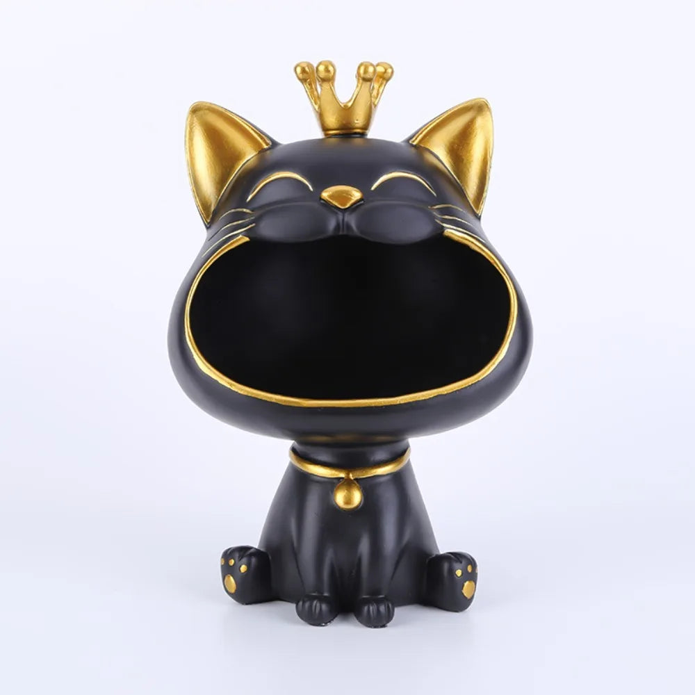 Resin Crown Cat Storage Ornament