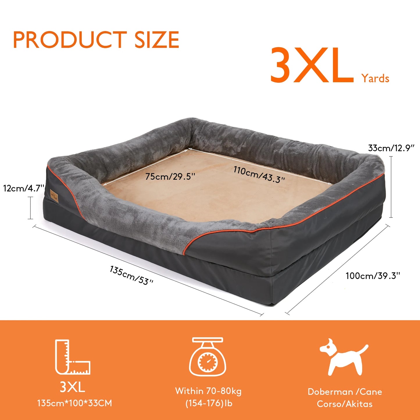 Orthopedic Dog Bed with Bolster