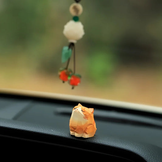 Handcrafted Mini Cat Wood Sculpture