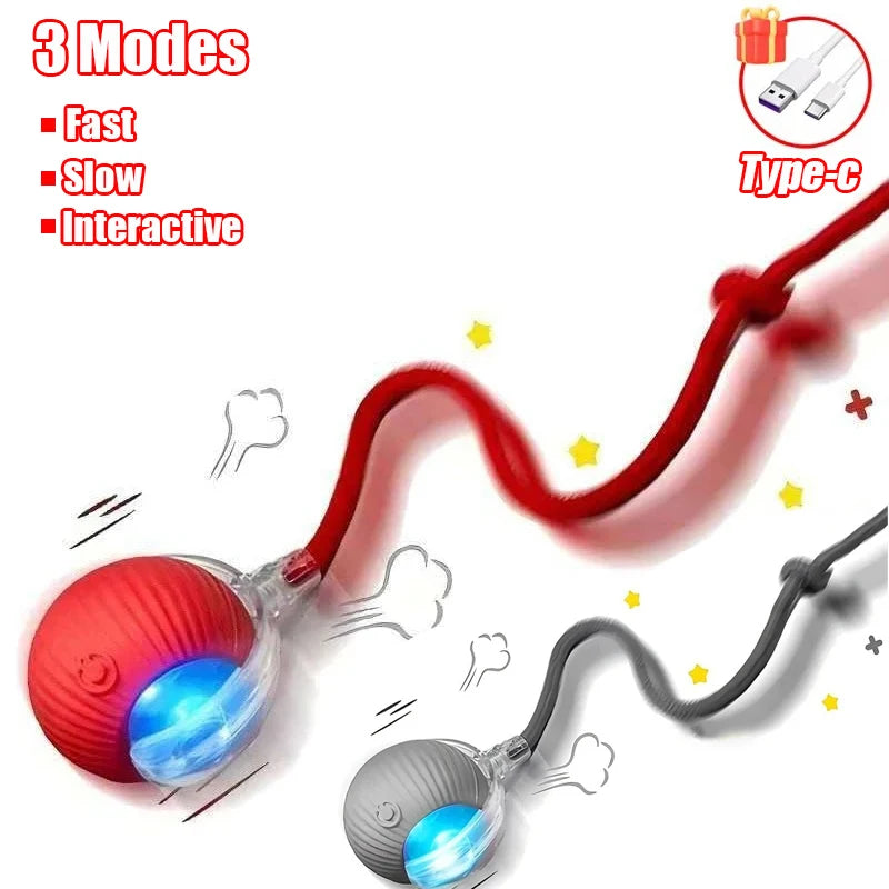 Automatic Rolling Cat Toy Ball with Faux Tail