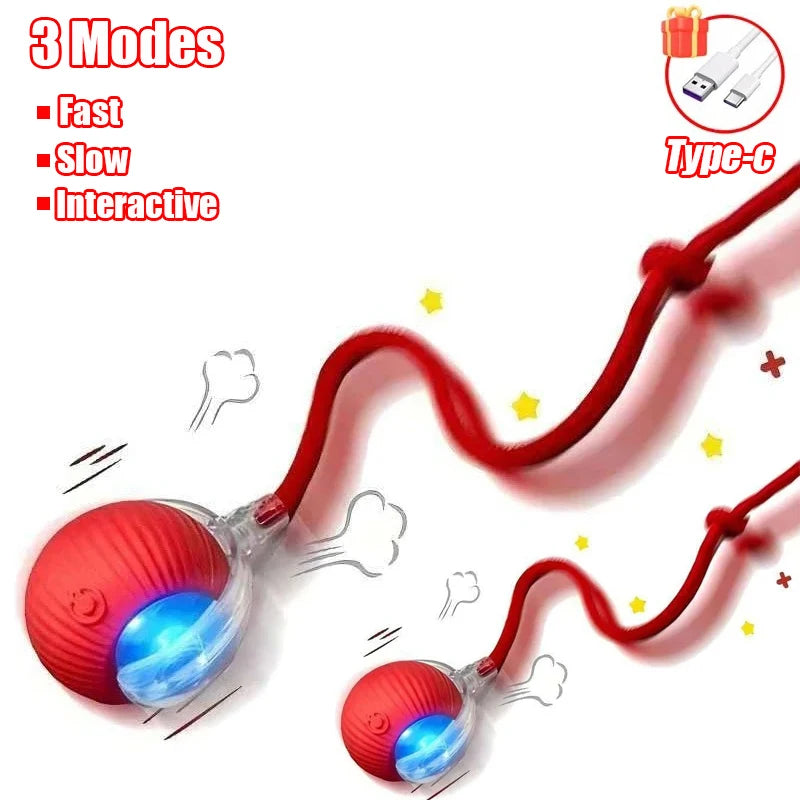 Automatic Rolling Cat Toy Ball with Faux Tail