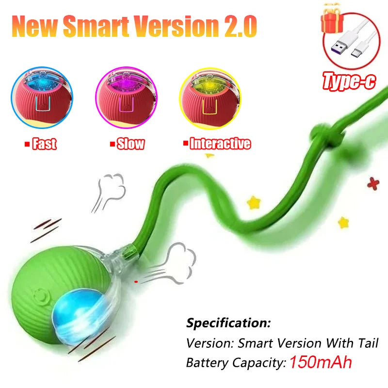 Automatic Rolling Cat Toy Ball with Faux Tail
