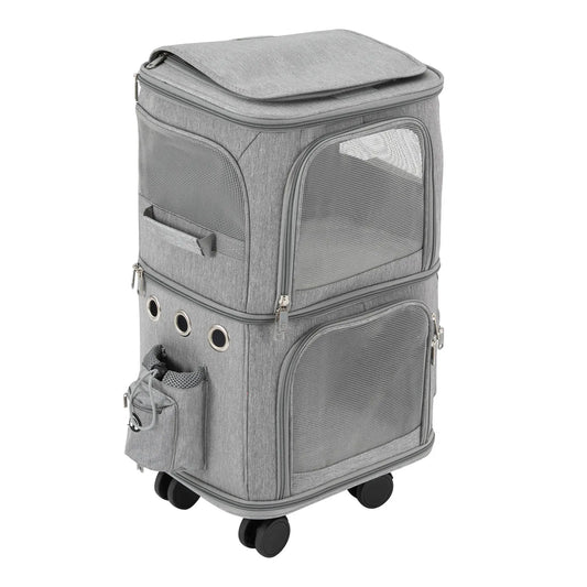 Double-Compartment Rolling Cat Carrier