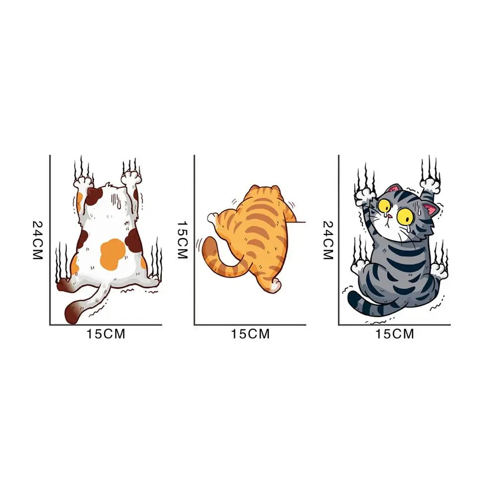 3PCS Cute Cat Wall Stickers Set