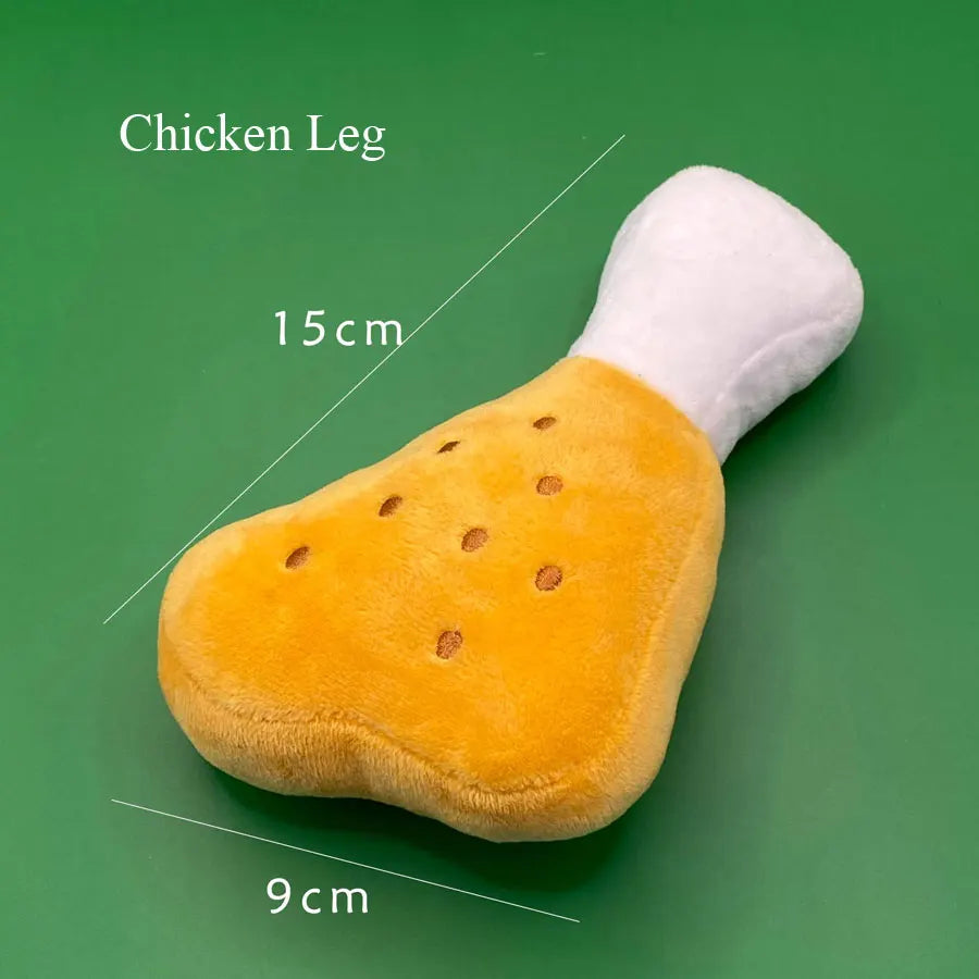 Squeaky Plush Dog Toys – Food Shapes