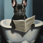 Funny Dog Toilet Reading Canvas Art
