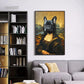 Funny Mona Lisa Dogs Portrait Canvas – Abstract Retro Wall Art for Living Room Decor