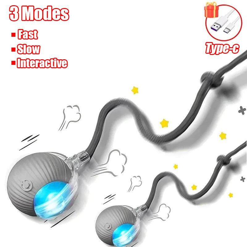 Automatic Rolling Cat Toy Ball with Faux Tail