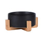 Ceramic Pet Bowl with Wooden Stand