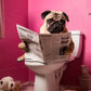 Funny Dog Toilet Reading Canvas Art