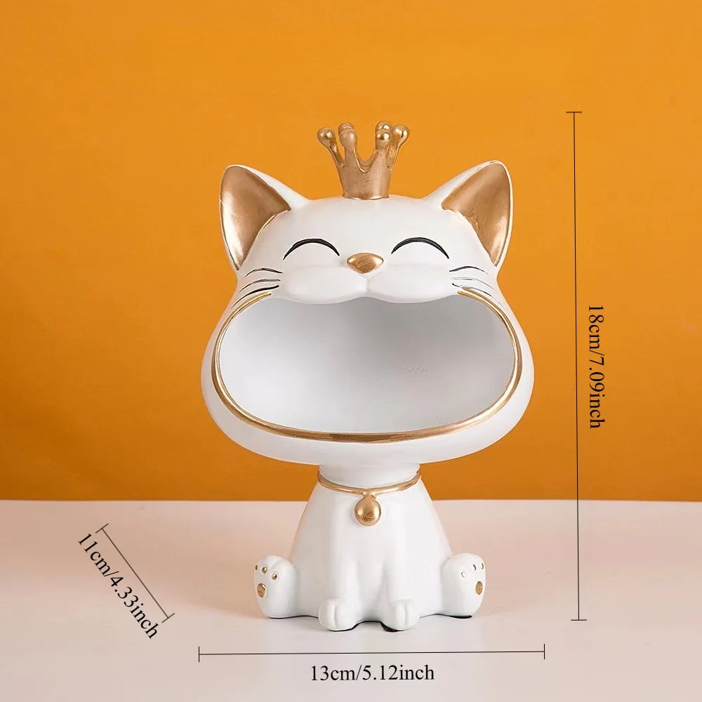 Resin Crown Cat Storage Ornament