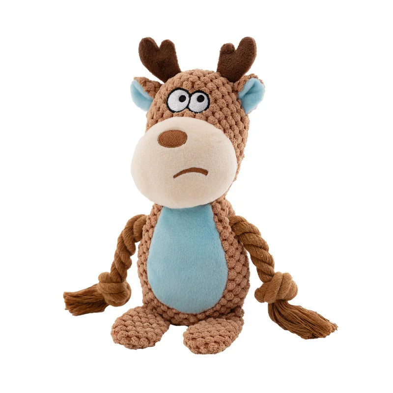 Stuffed Raw Joint Dog Chew Toy – Squeaky Plush Puppy Toy