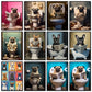 Funny Dog Toilet Reading Canvas Art