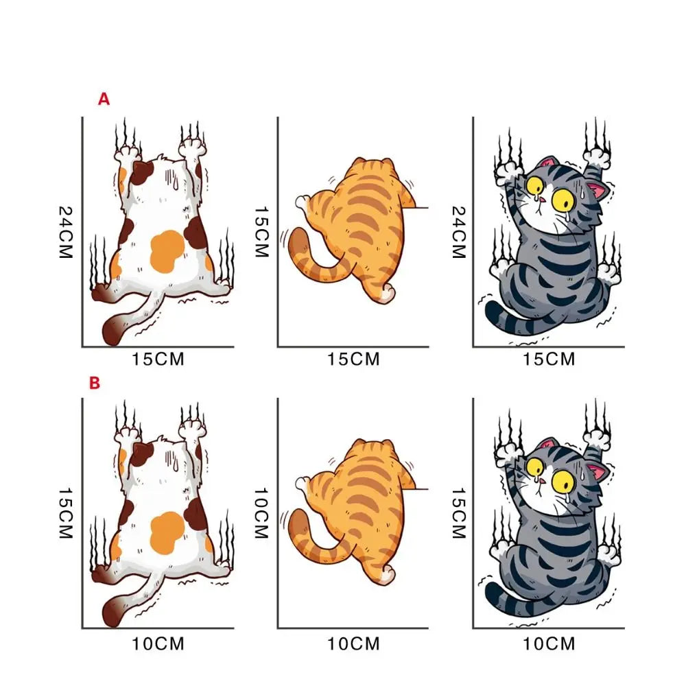 3PCS Cute Cat Wall Stickers Set
