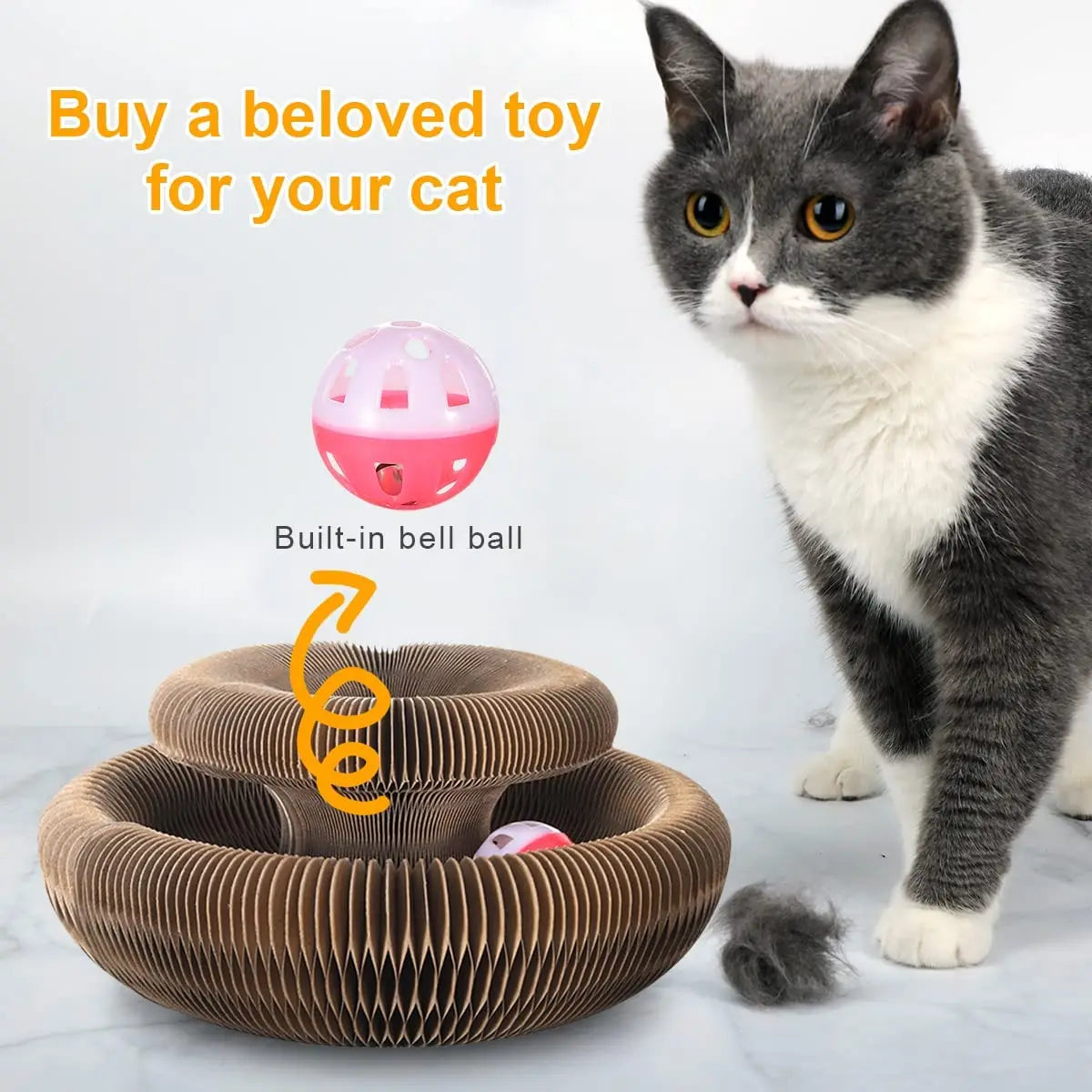 Round Cat Scratching Board with Ball