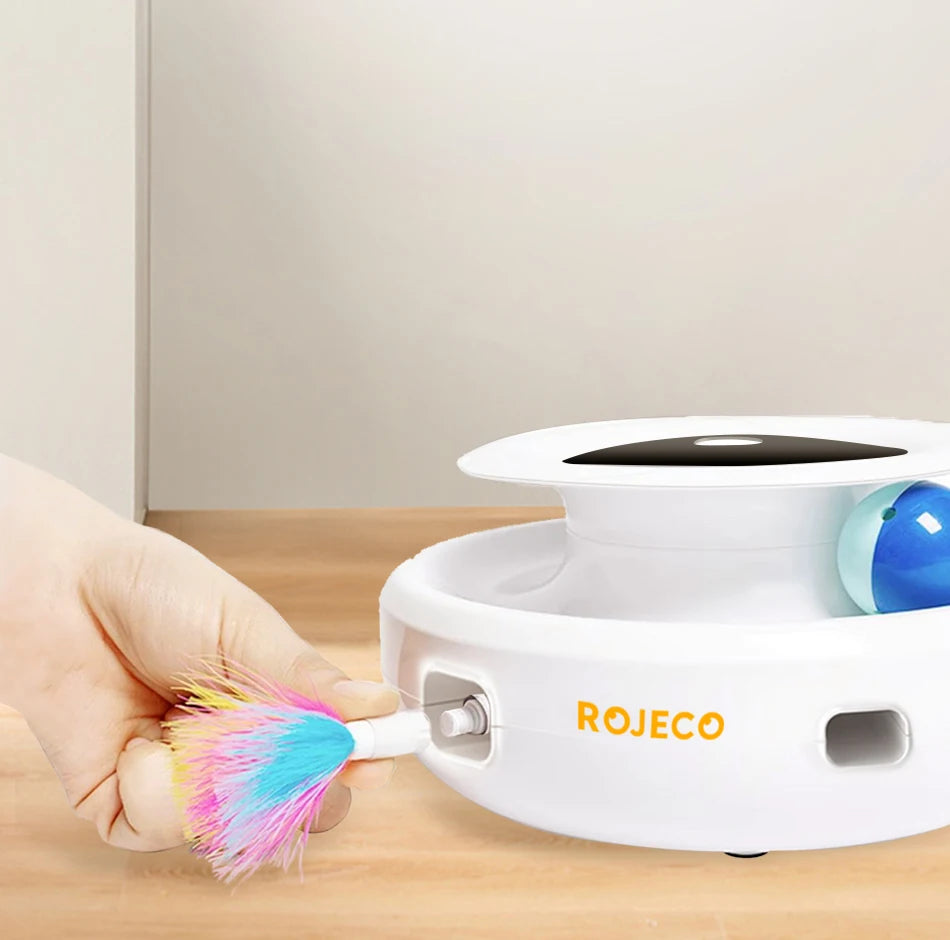 ROJECO 2-in-1 Smart Feather Ball Toy Set