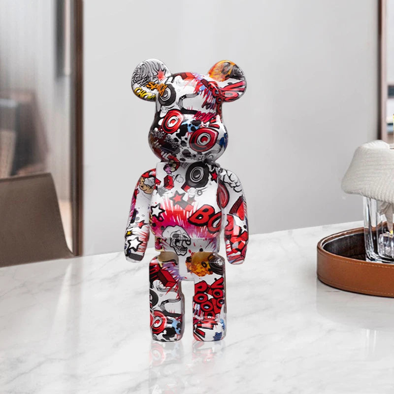 Graffiti Bear Figurine Money Jar