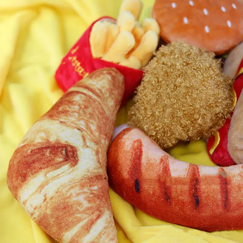 Squeaky Plush Dog Toys – Food Shapes