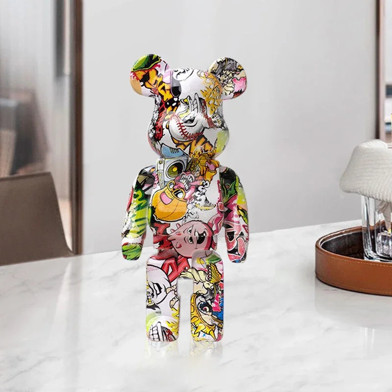 Graffiti Bear Figurine Money Jar
