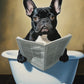 Funny Dog Toilet Reading Canvas Art