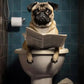 Funny Dog Toilet Reading Canvas Art