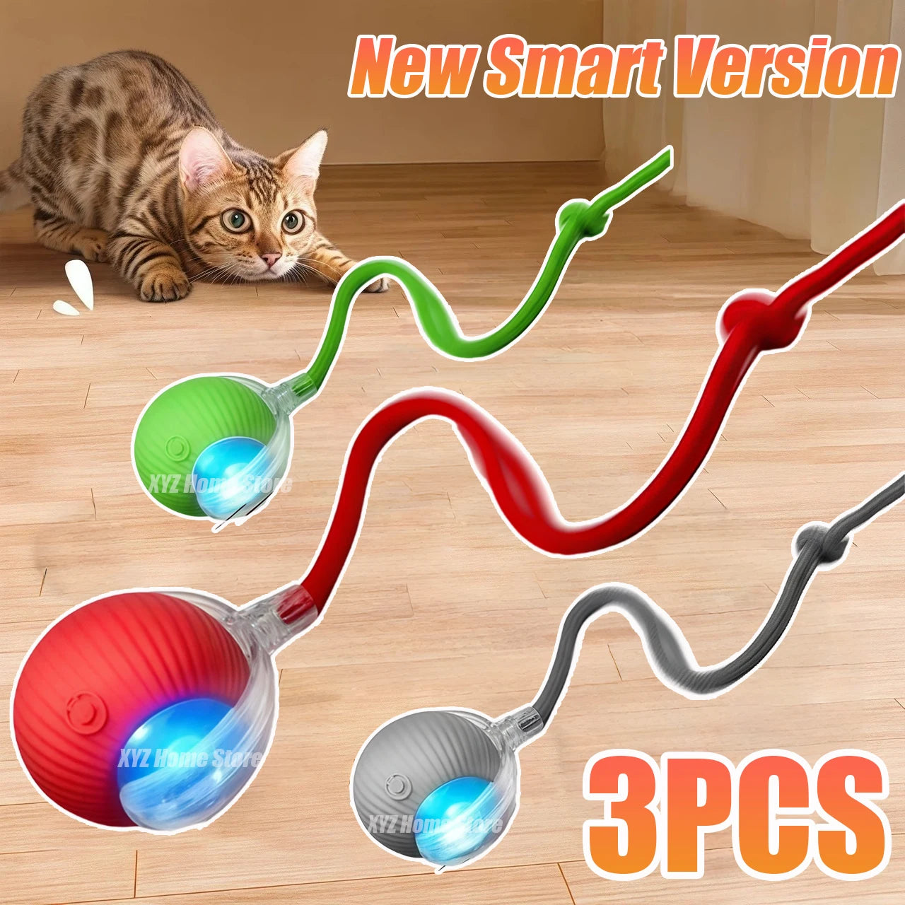 Automatic Rolling Cat Toy Ball with Faux Tail