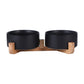 Ceramic Pet Bowl with Wooden Stand