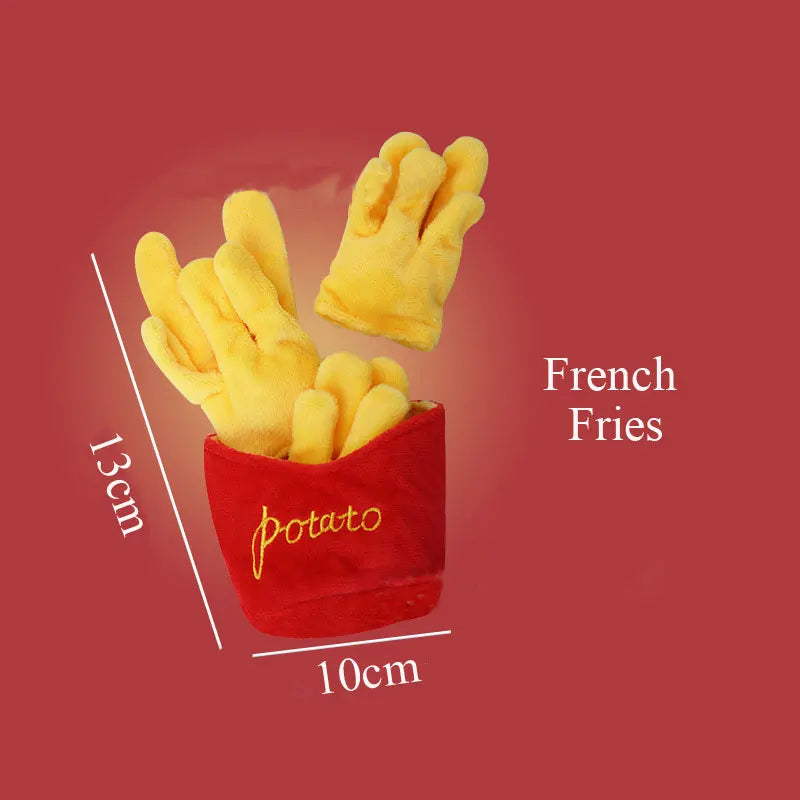 Squeaky Plush Dog Toys – Food Shapes