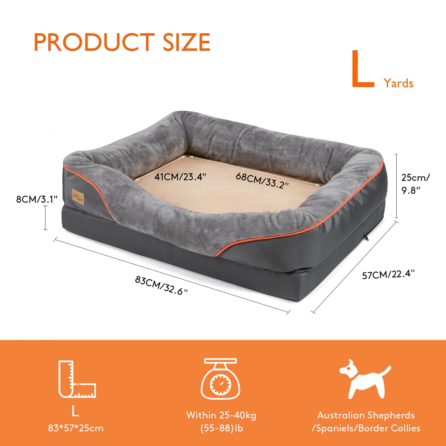 Orthopedic Dog Bed with Bolster