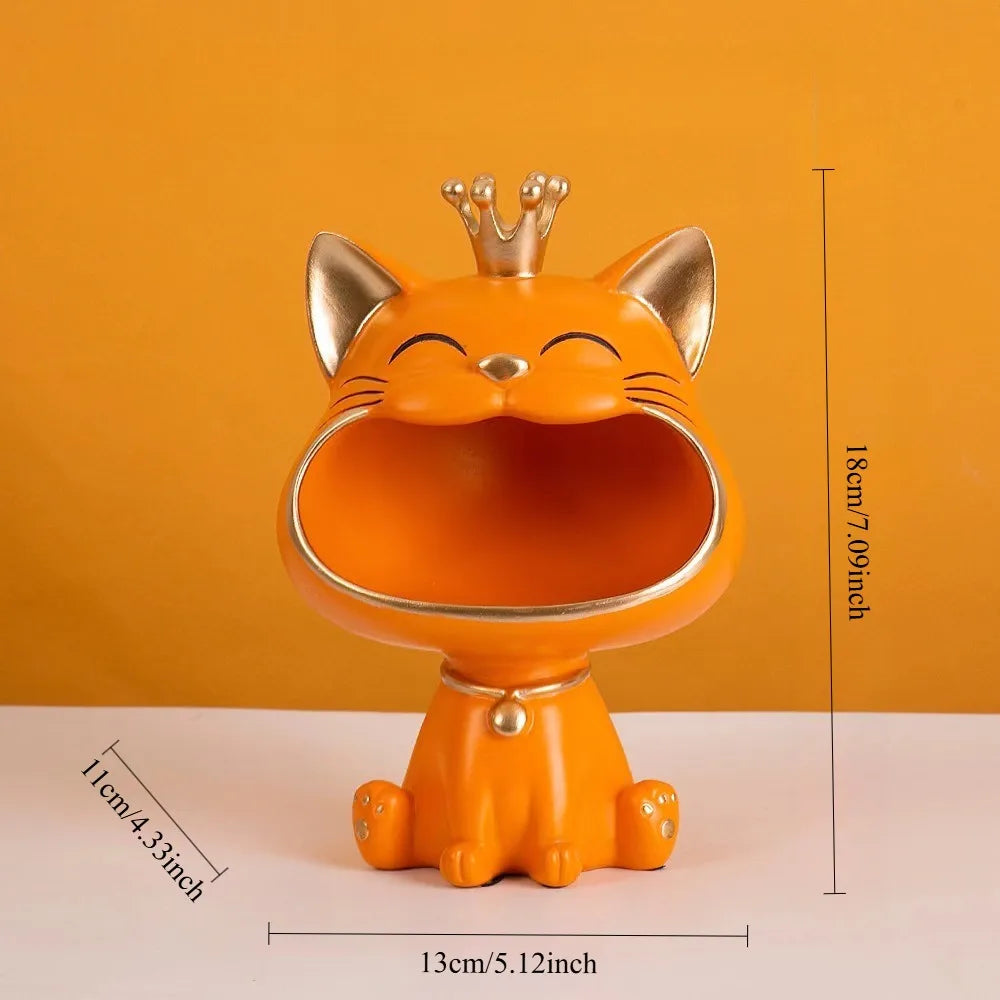 Resin Crown Cat Storage Ornament