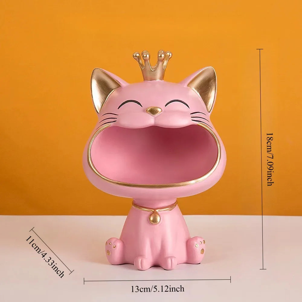 Resin Crown Cat Storage Ornament