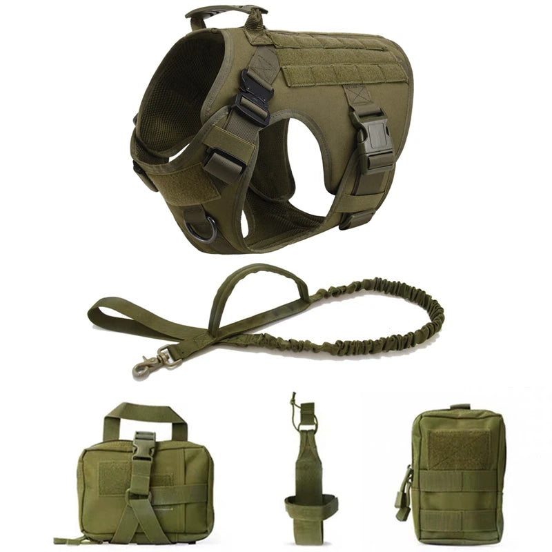 Tactical Military Dog Harness & Leash Set