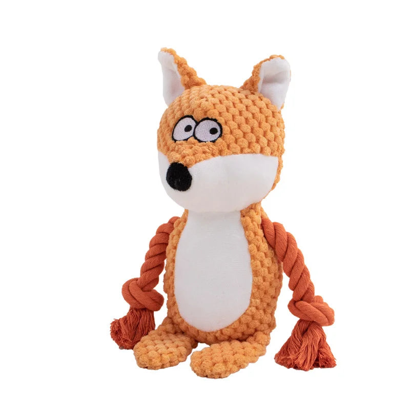 Stuffed Raw Joint Dog Chew Toy – Squeaky Plush Puppy Toy