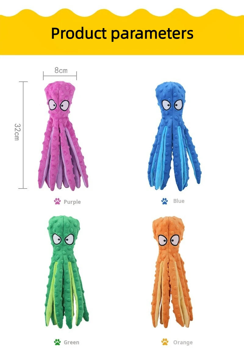 Plush Squeaky Octopus Dog Toy