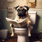 Funny Dog Toilet Reading Canvas Art