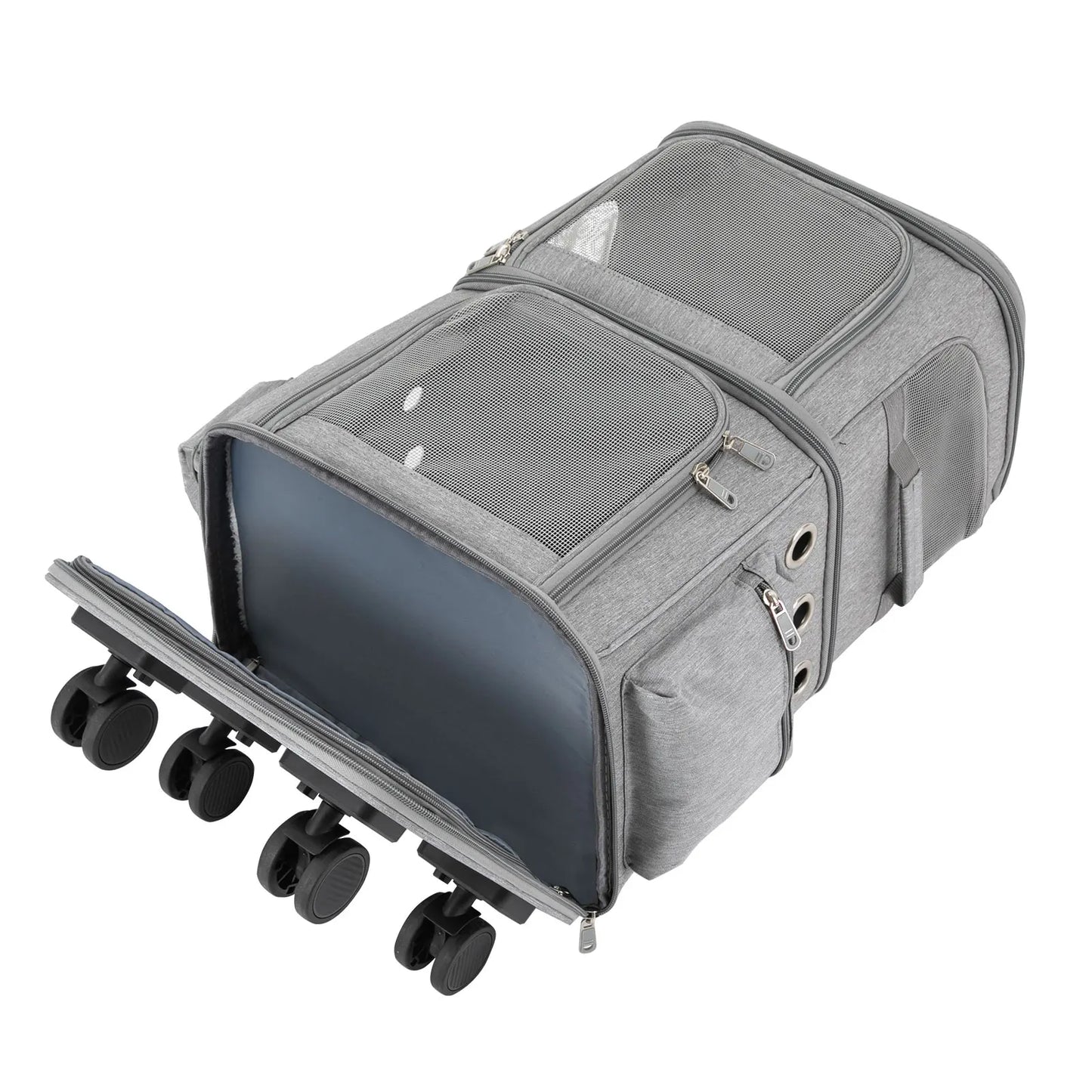 Double-Compartment Rolling Cat Carrier