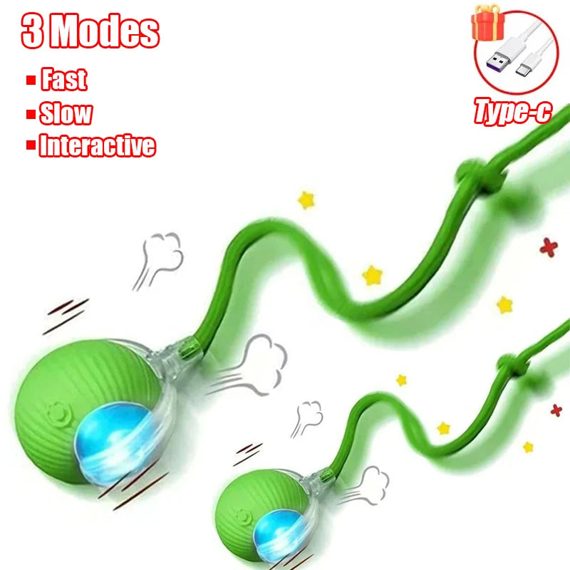 Automatic Rolling Cat Toy Ball with Faux Tail