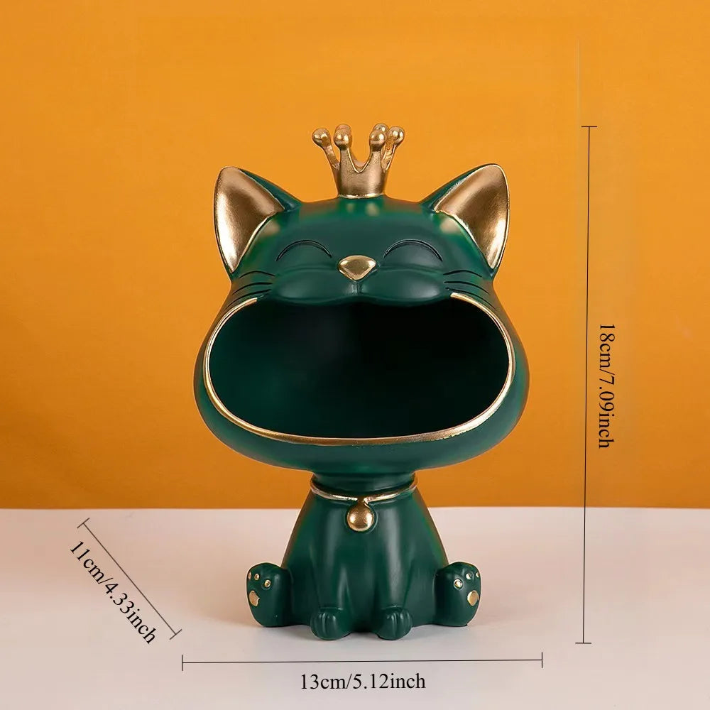 Resin Crown Cat Storage Ornament