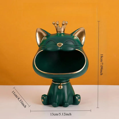 Resin Crown Cat Storage Ornament