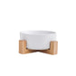 Ceramic Pet Bowl with Wooden Stand