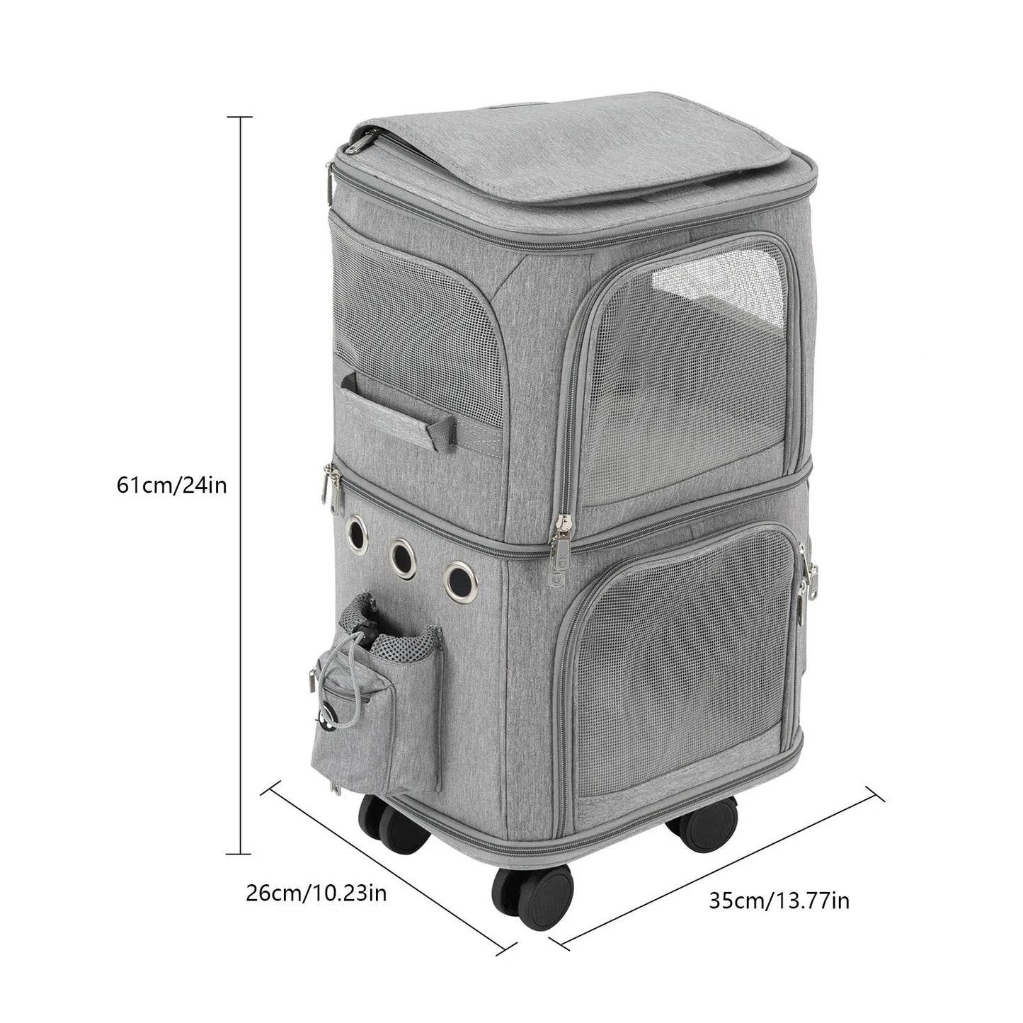Double-Compartment Rolling Cat Carrier