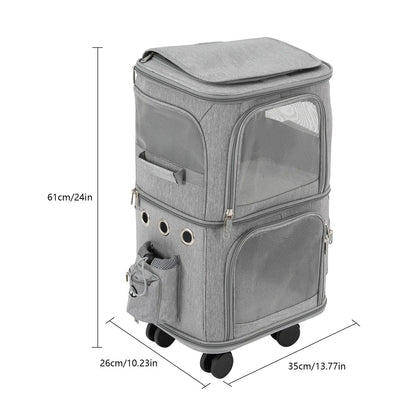 Double-Compartment Rolling Cat Carrier