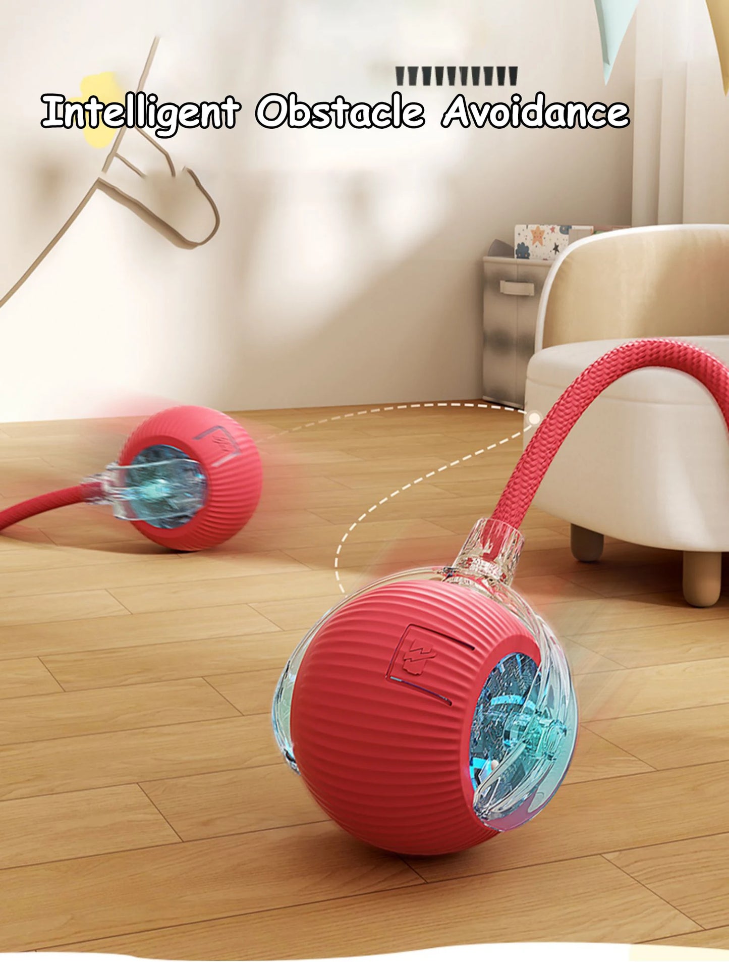 Automatic Rolling Cat Toy Ball with Faux Tail