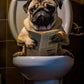 Funny Dog Toilet Reading Canvas Art