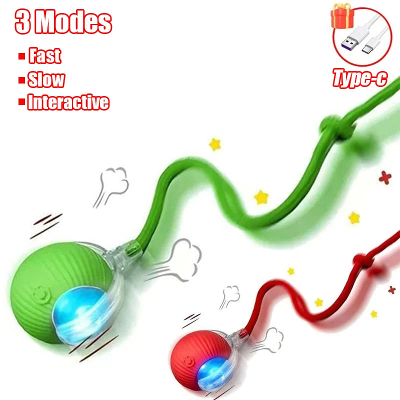 Automatic Rolling Cat Toy Ball with Faux Tail