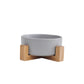 Ceramic Pet Bowl with Wooden Stand