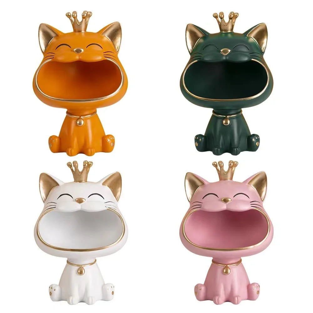 Resin Crown Cat Storage Ornament